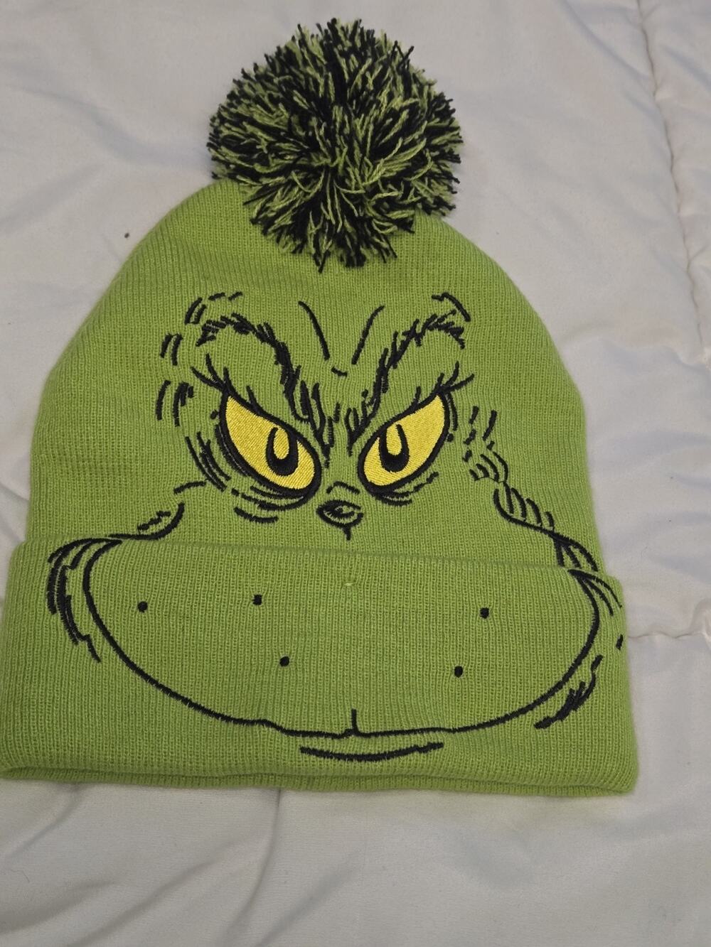 Dr. Seuss The Grinch Who Stole Christmas Beanie Green Hat Retired Embroidered